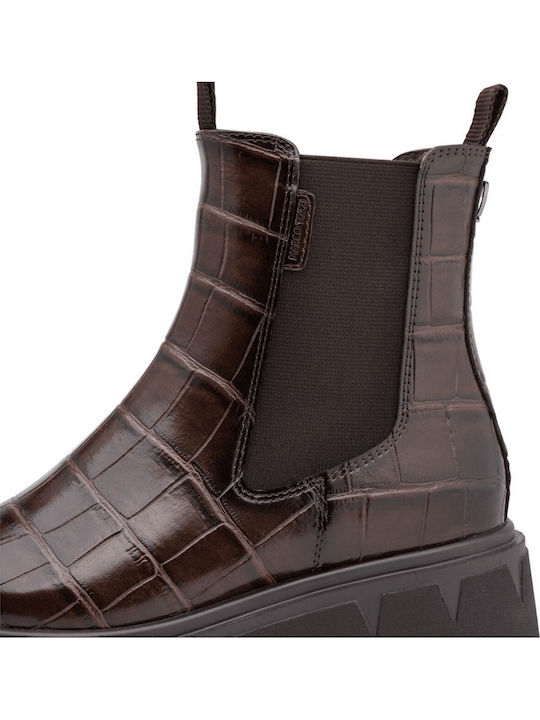 Chelsea-Stiefel Damen Braun mit Pelz