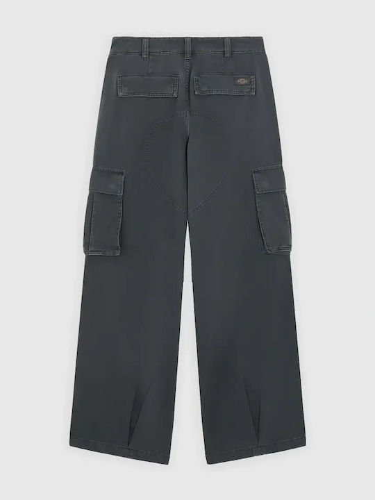 Women's Fabric Cargo Trousers in Loose Fit Charcoal