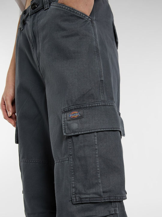 Women's Fabric Cargo Trousers in Loose Fit Charcoal