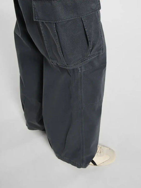 Women's Fabric Cargo Trousers in Loose Fit Charcoal