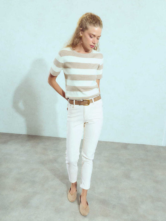 Celestino Damen Jeans Mom Passform Mit Rissen Hochgebirge Beige