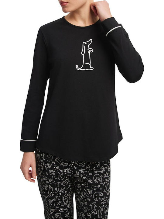Minerva Minerva Damen Schlafanzug & Pyjamas Sommer Schwarz