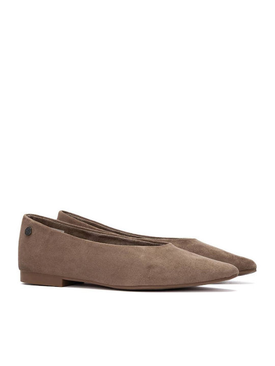 Silia D Wildleder Damen Ballerinas Braune