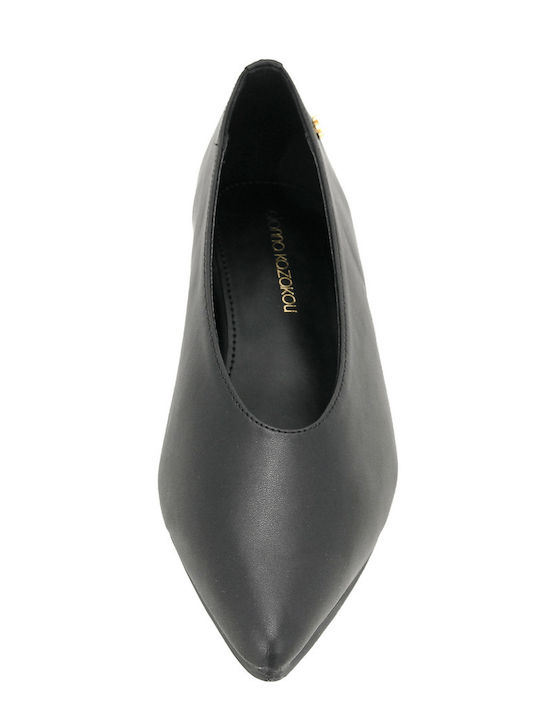 Leather Women's Ballerina Shoes Black