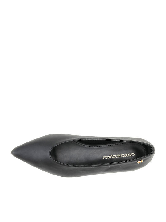 Leather Women's Ballerina Shoes Black