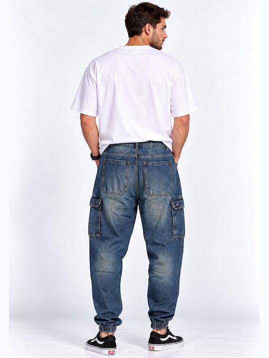 Herren Jeanshosen Cargo Elastische Blaue