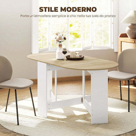 Oval Dining Table Collapsible Wooden with Metal Frame 163x80x75cm