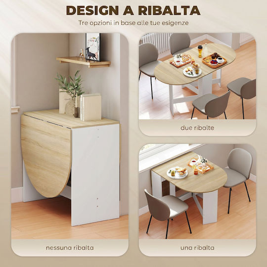 Oval Dining Table Collapsible Wooden with Metal Frame 163x80x75cm
