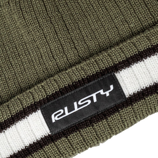 Beanie Männlicher Wendbarer Strickmütze in Khaki Farbe