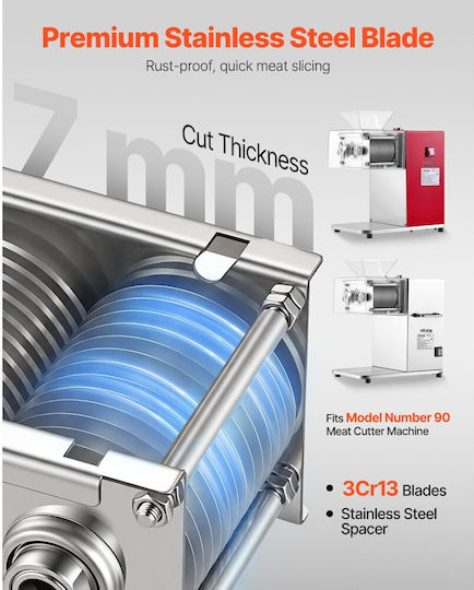 Vevor Meat Cutter Machine Blade Replacement Blade 7 Mm Food Cutter Machine Model 90 Stainless Steel Boneless Meat Soft Vegetables