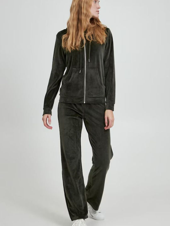 Velvet Sweatpants Set Khaki