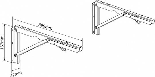 Brateck Foldable Shelf Bracket from Stainless Steel in Black Colour 396x167mm WAS01-1