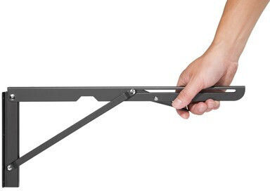 Brateck Foldable Shelf Bracket from Stainless Steel in Black Colour 396x167mm WAS01-1