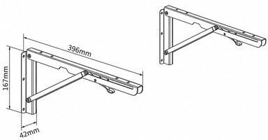 Brateck Foldable Shelf Bracket from Stainless Steel in Black Colour 396x167mm WAS01-1