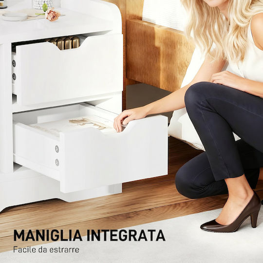 Wooden White Bedside Table 40x30x60cm