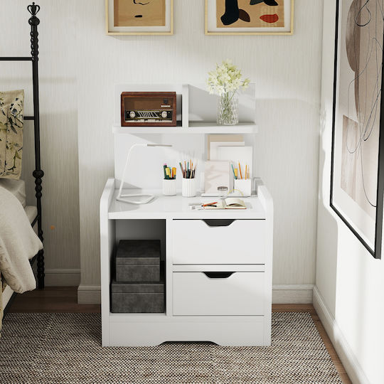 Wooden White Bedside Table 40x30x60cm