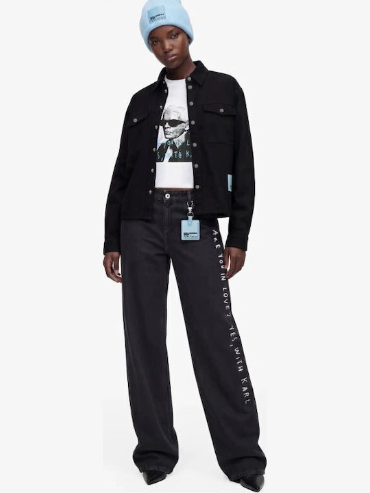 Damenmäntel Overshirt Schwarz