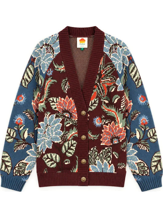 Damen Strickjacke mit Knöpfen Blau Bordeaux Grün