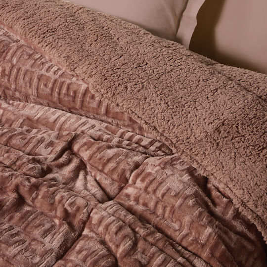 Das Home Sherpa Comforter with Hollowfiber Filling Single 160x220cm Nude 12 Togs