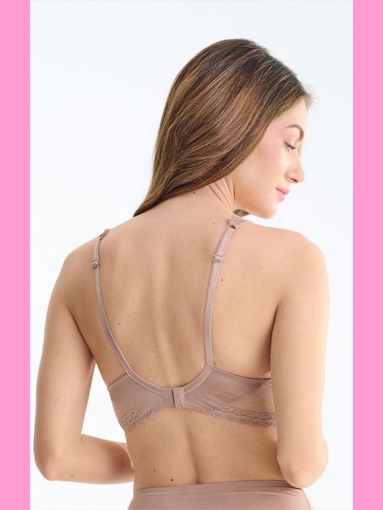 Beige Bra Without Padding With Underwire