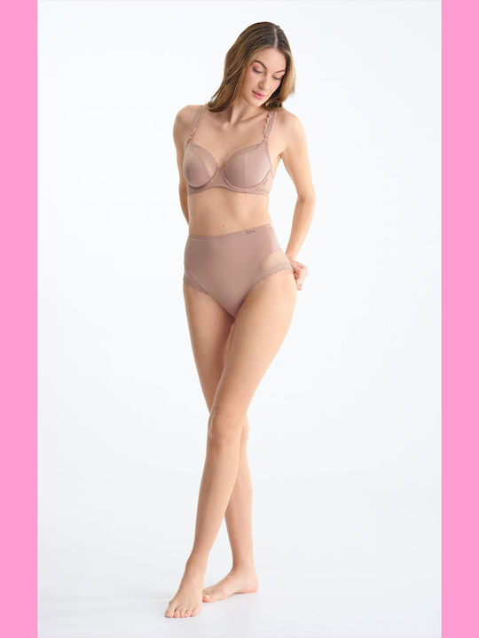 Beige Bra Without Padding With Underwire