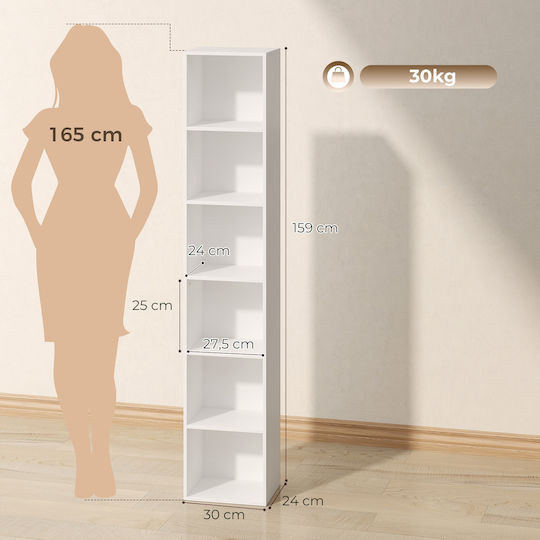 Βιβλιοθήκη Λευκό 30x24x159εκ.