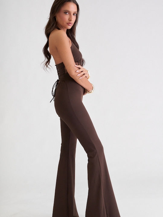 Damen Jumpsuit Braun Dunkel