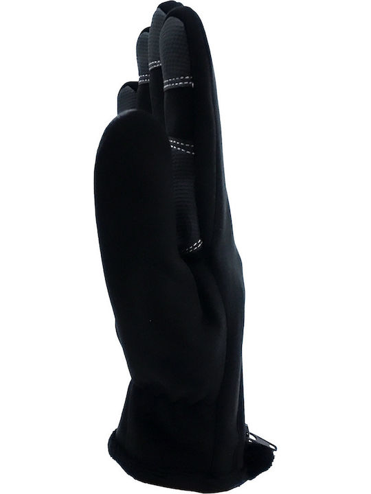 Schwarze Fleece Handschuhe mit Pelz