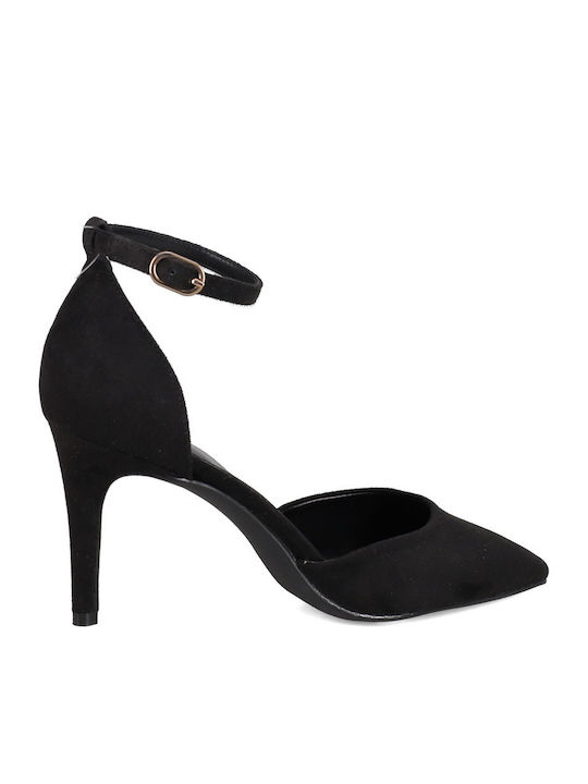 Wildleder Pumps mit Riemchen Schwarze