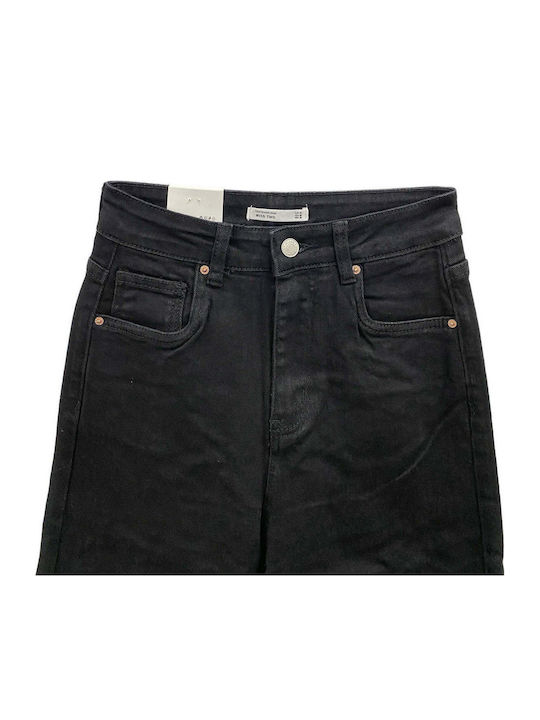 High Rise Women's Jean Pants in Wide Leg Style Black