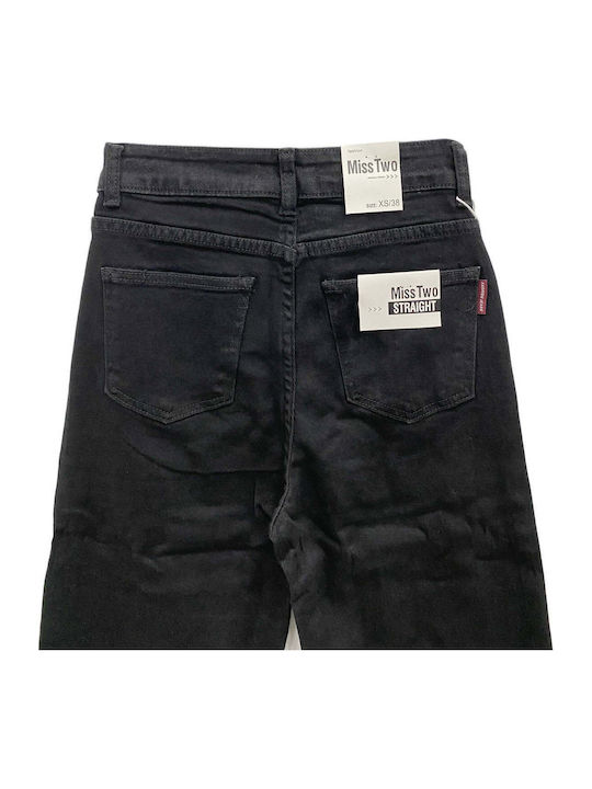 High Rise Women's Jean Pants in Wide Leg Style Black