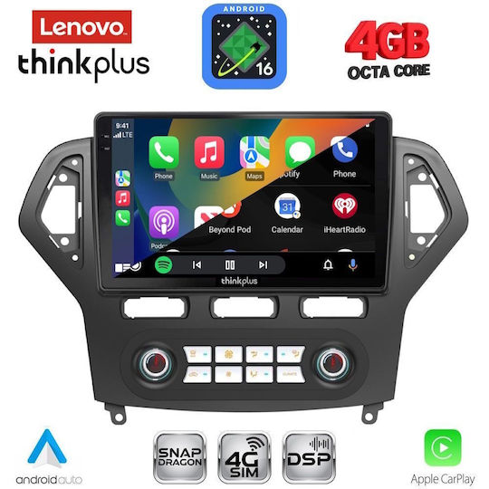 Lenovo Car Audio System for Ford Mondeo 2007-2011 with Clima Bluetooth USB WiFi GPS Apple CarPlay Android Auto with 10" Touch Screen