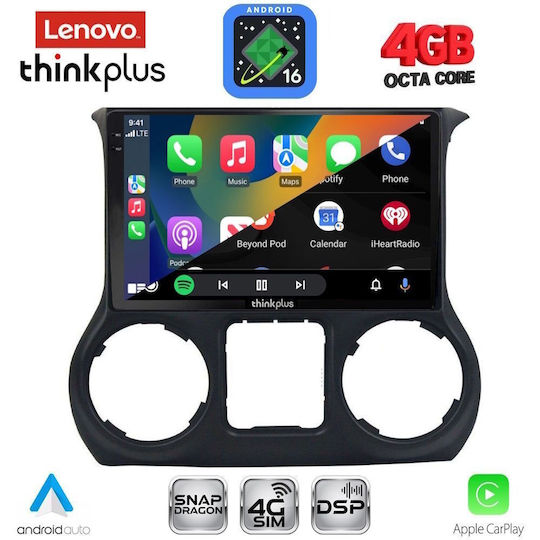 Lenovo Автомобилна Аудио Система за Jeep Wrangler 2014-2017 (Bluetooth/USB/Вграден Wi-Fi/GPS/Apple CarPlay/Android Auto) с Touch Screen 10"