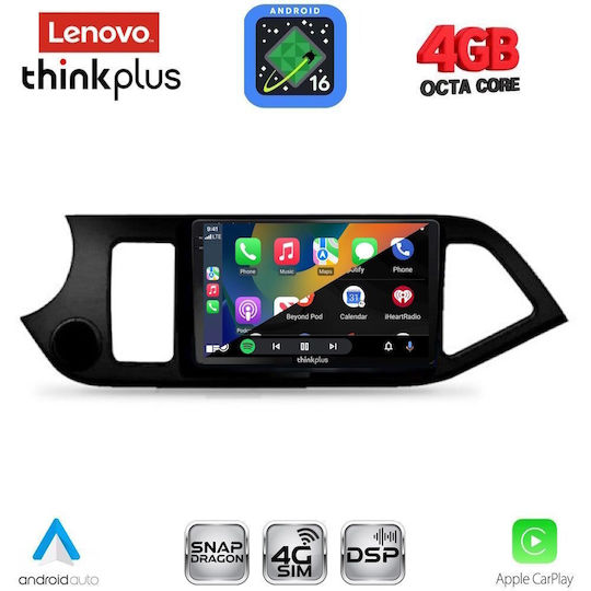 Lenovo Автомобилна Аудио Система за Kia Picanto 2011-2017 (Bluetooth/USB/Вграден Wi-Fi/GPS/Apple CarPlay/Android Auto) с Touch Screen 9"