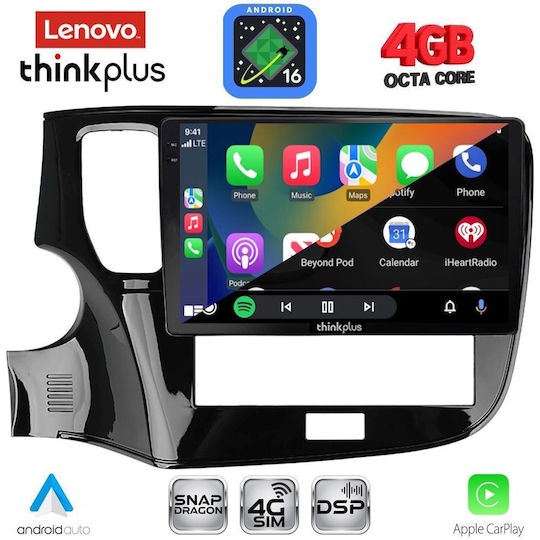 Lenovo Автомобилна Аудио Система за Mitsubishi Outlander 2020-2022 (Bluetooth/USB/Wi-Fi/GPS/Apple CarPlay/Android Auto) с Touch Screen 10"