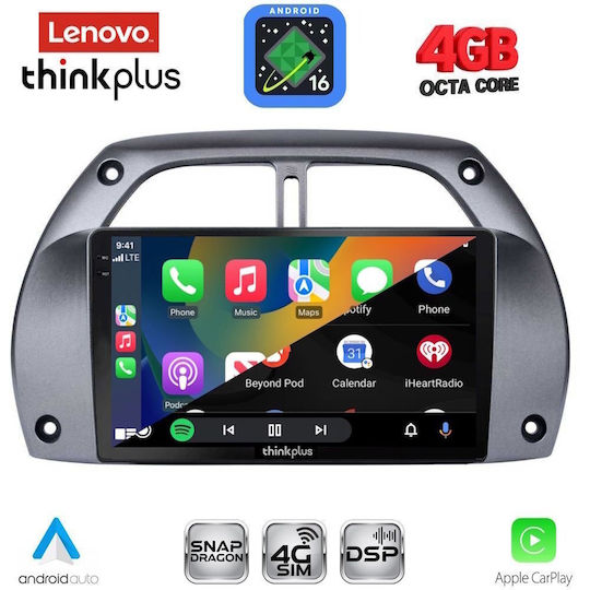 Lenovo Автомобилна Аудио Система за Toyota RAV 4 2000-2006 с A/C (Bluetooth/USB/Вграден Wi-Fi/GPS/Apple CarPlay/Android Auto) с Touch Screen 9"