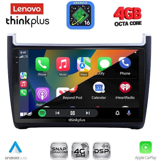 Lenovo Car Audio System for Volkswagen Polo 2014-2017 with Clima (Bluetooth/USB/WiFi/GPS/Apple CarPlay/Android Auto) with 9" Touch Screen