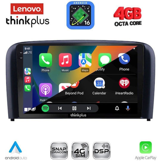 Lenovo Автомобилна Аудио Система за Volvo S80 1998-2006 (Bluetooth/USB/Вграден Wi-Fi/GPS/Apple CarPlay/Android Auto) с Touch Screen 9"