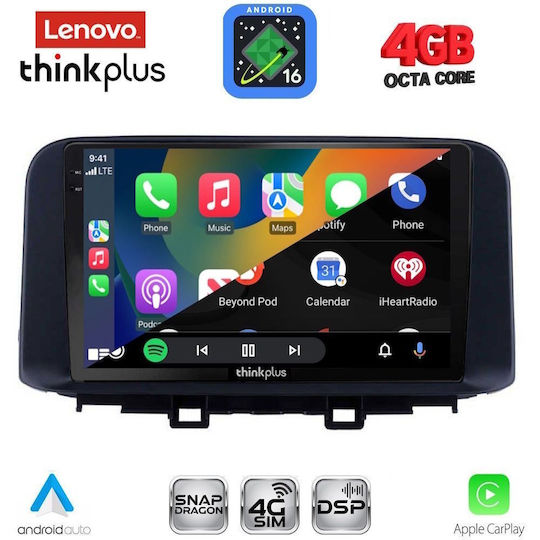 Lenovo Автомобилна Аудио Система за Hyundai Kona 2017-2023 (Bluetooth/USB/Вграден Wi-Fi/GPS/Apple CarPlay/Android Auto) с Touch Screen 10"