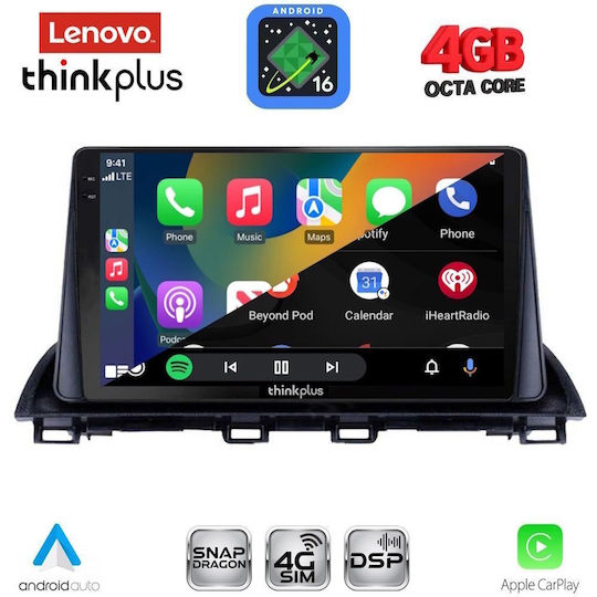 Lenovo Car Audio System for Mazda 3 2014-2019 Bluetooth USB WiFi GPS Apple CarPlay Android Auto with 9" Touch Screen