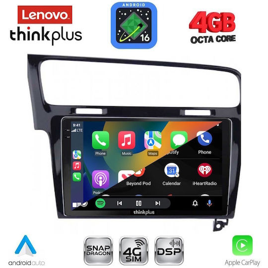 Lenovo Автомобилна Аудио Система За Volkswagen Golf 2013-2020 С Clima (Bluetooth/USB/Wi-Fi/GPS/Apple CarPlay/Android Auto) С Touch Screen 10"