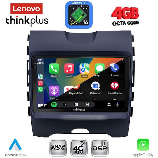Lenovo Car Audio System for Ford Edge 2015-2023 (Bluetooth/USB/WiFi/GPS/Apple CarPlay/Android Auto) with 9" Touch Screen