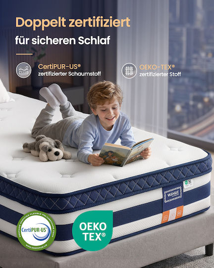 Vasagle Kingsize Ergonomische Memory-Schaum Roll Pack 200x200x25cm mit Taschenfedern