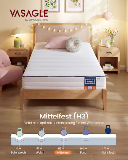 Vasagle Μονό Στρώμα Memory Foam Διπλής Όψης Roll Pack 90x200x16cm