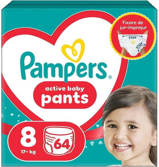 Pampers Πάνες Βρακάκι Active Baby Pants No. 8 για 17+kg 64τμχ