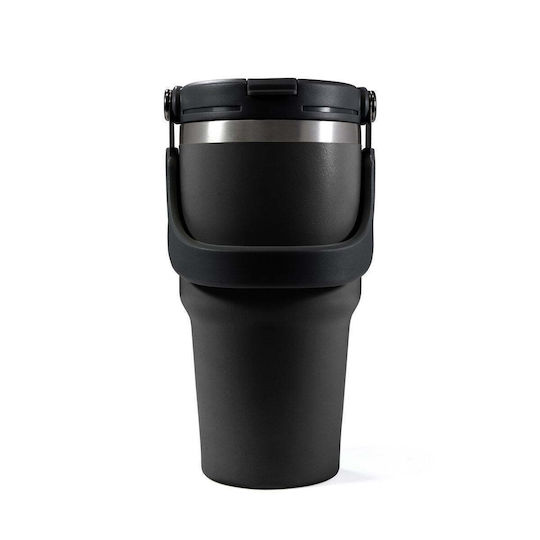 Relags Pahar Termos din Oțel Inoxidabil 600ml Negru cu Pai