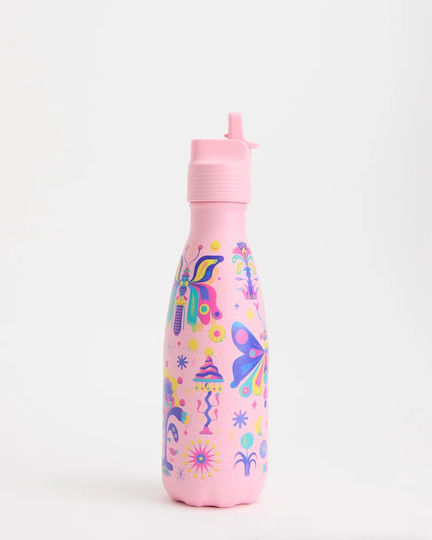 Chilly's Rostfreier Stahl Kinder Trinkflasche Thermos mit Stroh Original Kids Mystic Garden 350ml