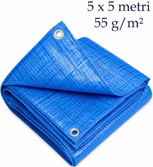 Pânză Impermeabilă 55gr/m² 5x5m. Tip Ușor Albastră