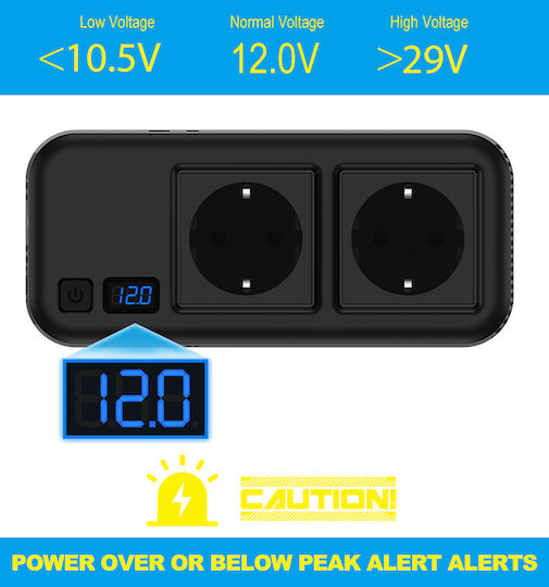Powertech Car Power Inverter Ptl-029 200W 12V/24V DC 2x 110V/220V AC 2x USB-C/2x USB 5210131162699