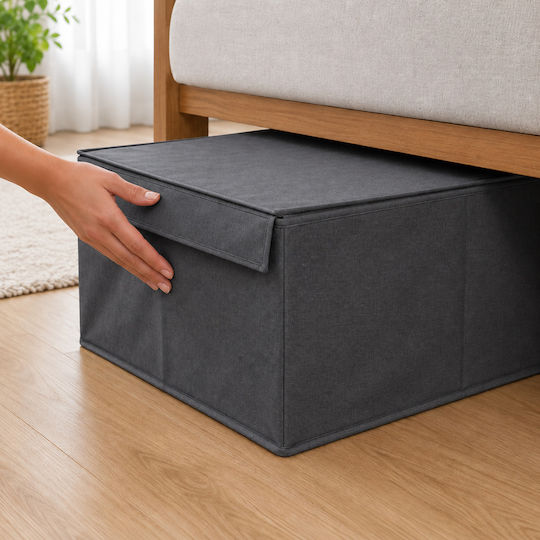 Alas Home Текстилна Кутия За Съхранение С Капак Сива 50x40x19см